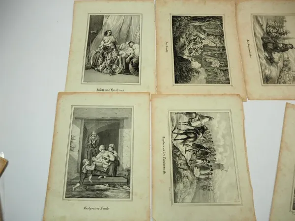 13x Lithographie verschiedene Motive ca. 1860