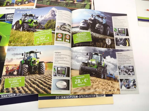 13x Original Prospekt Deutz Fahr Produktprogramm Traktor Mähdrescher 1990/2000er