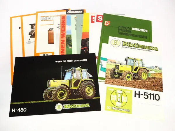 13x Original Prospekt Landtechnik 1970/80er Jahre Hürlimann Stoll Amazone