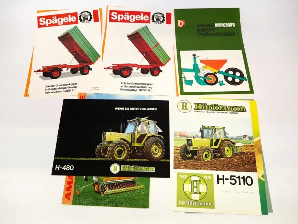 13x Original Prospekt Landtechnik 1970/80er Jahre Hürlimann Stoll Amazone