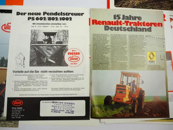 13x Original Prospekt Landtechnik 1970/80er Jahre Hürlimann Welger Vicon