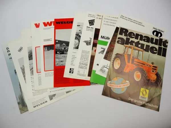 13x Original Prospekt Landtechnik 1970/80er Jahre Renault Welger Gebr. Müller