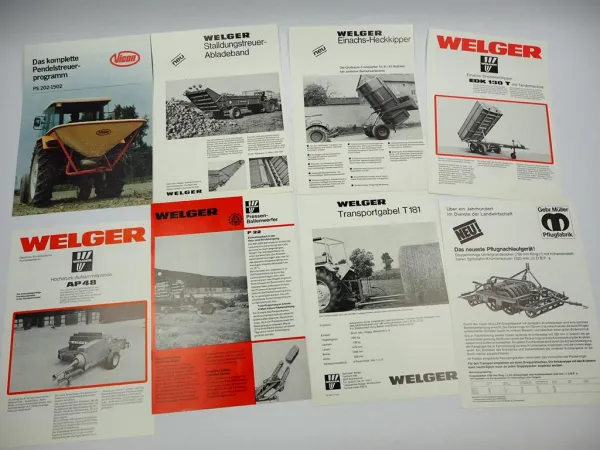 13x Original Prospekt Landtechnik 1970/80er Jahre Renault Welger Gebr. Müller
