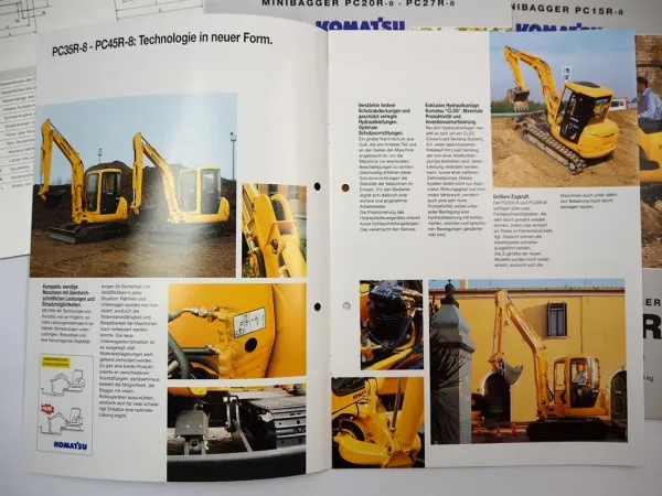 13x Prospekt Komatsu PC Raupenbagger Minibagger 1990/2000er Jahre