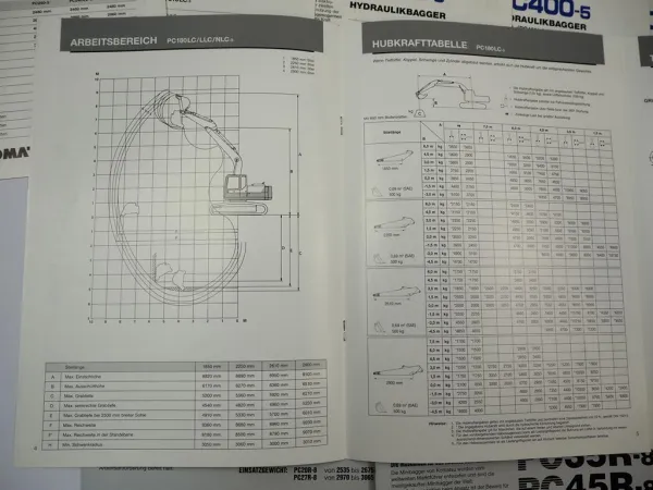 13x Prospekt Komatsu PC Raupenbagger Minibagger 1990/2000er Jahre