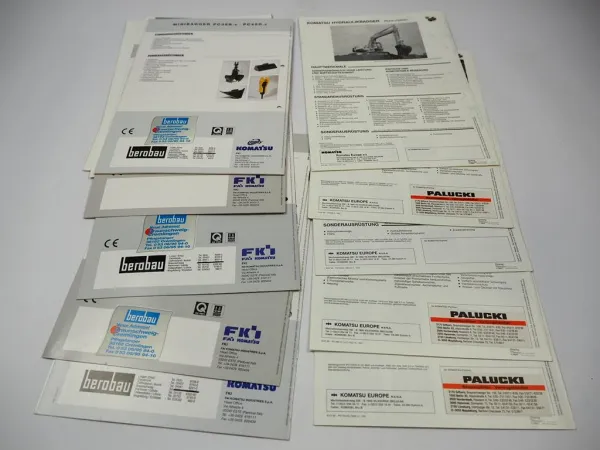 13x Prospekt Komatsu PC Raupenbagger Minibagger 1990/2000er Jahre