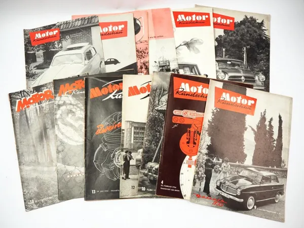 13x Zeitschrift Motor Rundschau Jahrgang 1952 bis 1959 PKW LKW Motorrad