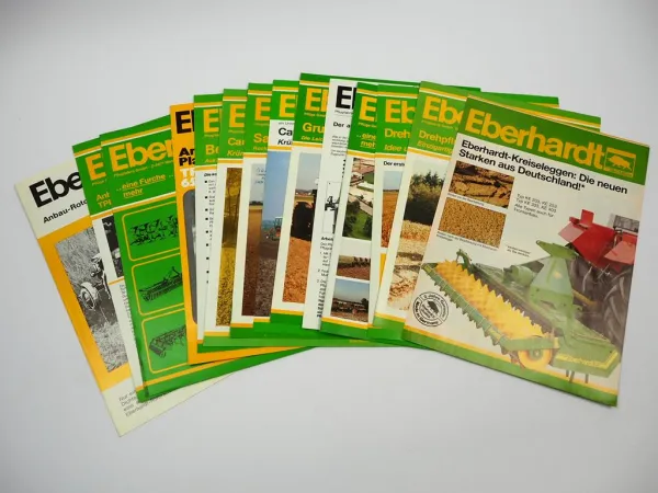 14x Original Prospekt Eberhardt Pflugfabrik Landtechnik Egge Pflug Walzen 1980er