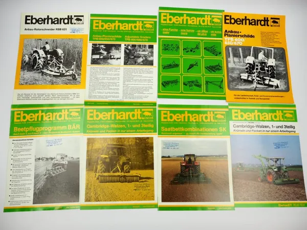 14x Original Prospekt Eberhardt Pflugfabrik Landtechnik Egge Pflug Walzen 1980er