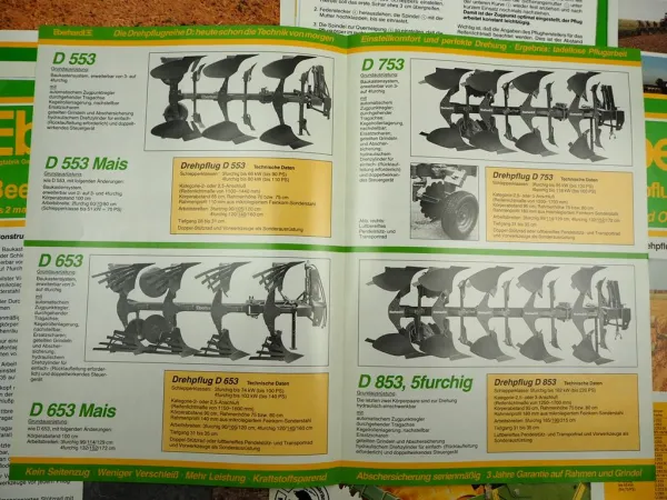 14x Original Prospekt Eberhardt Pflugfabrik Landtechnik Egge Pflug Walzen 1980er