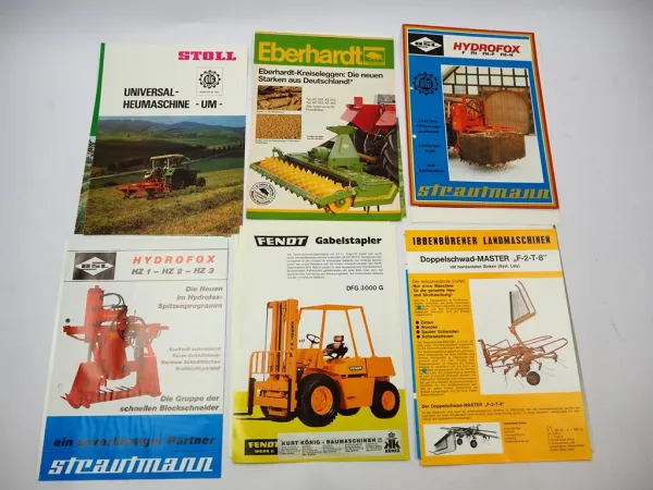 14x Original Prospekt Landtechnik 1970/80er Jahre PZ Zweegers Stoll Strautmann