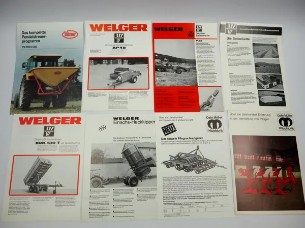 14x Original Prospekt Landtechnik 1970/80er Jahre Renault Welger Gebr. Müller