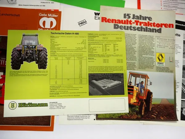 14x Original Prospekt Landtechnik 1970/80er Jahre Renault Welger Gebr. Müller