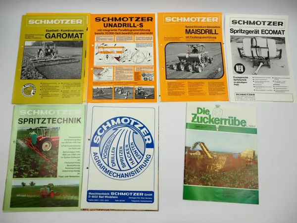 14x Original Prospekt Mappe Schmotzer Landtechnik Zuckerrübenernte 1970er Jahre