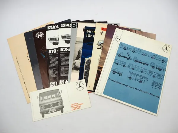 14x Original Prospekt PKW LKW Produktprogramm 1950/70er Jahre