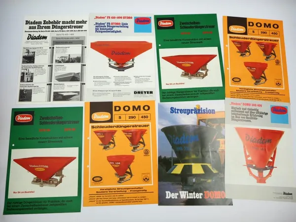 14x Original Prospekt Preisliste Diadem Landtechnik Düngerstreuer 1980er Jahre