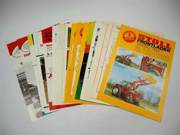 14x Original Prospekt Stoll Baas Frost Frontlader für Schlepper 1970er Jahre
