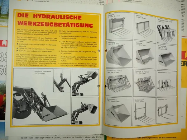 14x Original Prospekt Stoll Baas Frost Frontlader für Schlepper 1970er Jahre