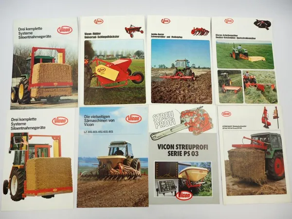 14x Original Prospekt Vicon Landtechnik 1970/80er Jahre