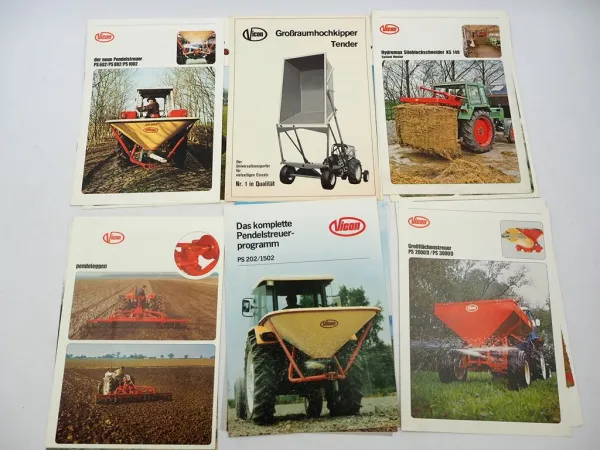14x Original Prospekt Vicon Landtechnik 1970/80er Jahre