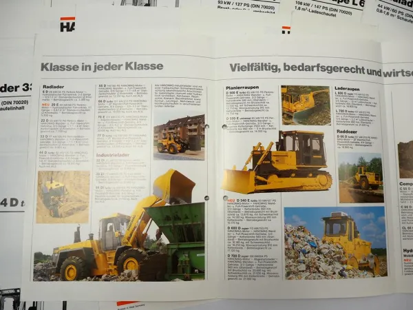 14x Prospekt Hanomag Radlader Compaktor Planierraupe 1980/90er Jahre
