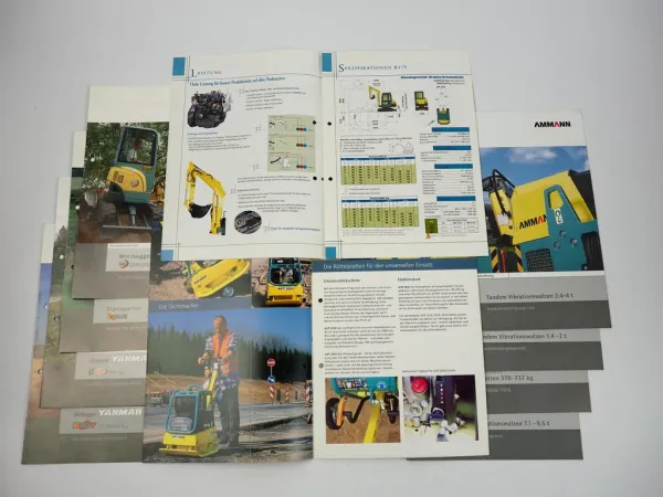 15 Prospekte Ammann Yanmar Rüttelplatten Minibagger Transporter Walzen 2002/03