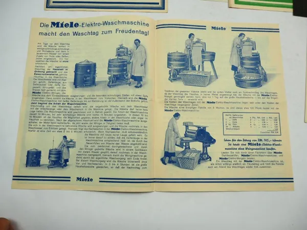 15 tlg MIELE Gütersloh Waschmaschine Motoren Kessel Mangeln Prospekte 1920/30er J.