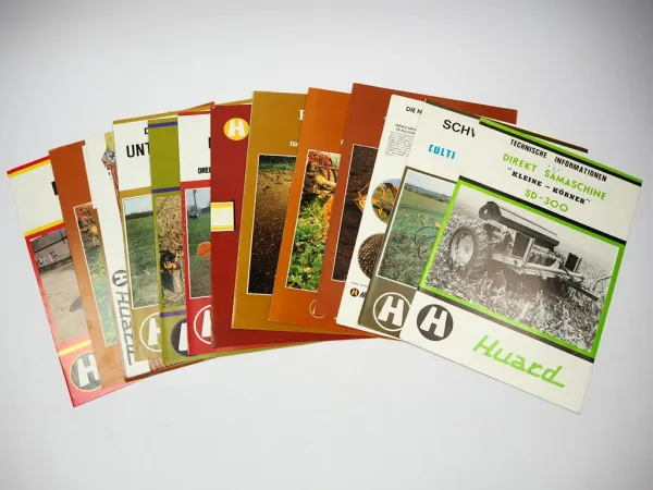 15x Original Prospekt Huard Anbaugeräte für die Landwirtschaft 1978/82