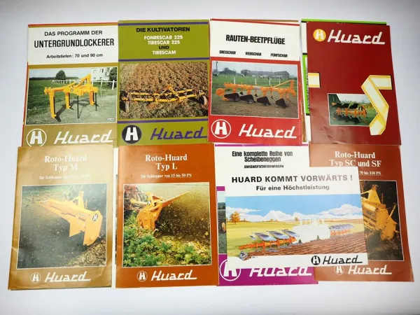 15x Original Prospekt Huard Anbaugeräte für die Landwirtschaft 1978/82