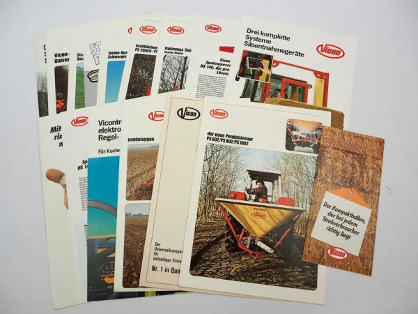 15x Original Prospekt Vicon Landtechnik 1970/80er Jahre
