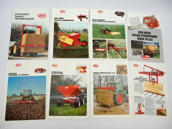 15x Original Prospekt Vicon Landtechnik 1970/80er Jahre