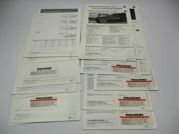 15x Prospekt Komatsu PC120-5 bis PC400-5 Raupenbagger 1990er Jahre