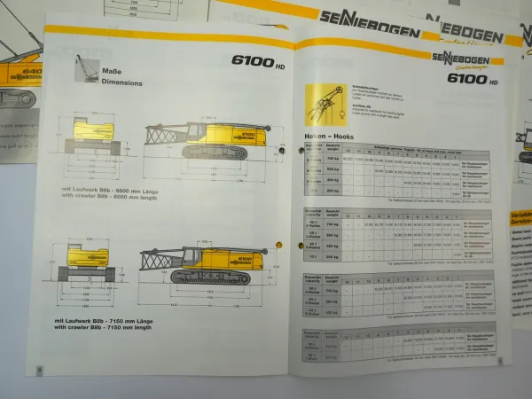 15x Prospekt Sennebogen Seilbagger Kran Umschlagmaschine Techn. Daten 1990er J.