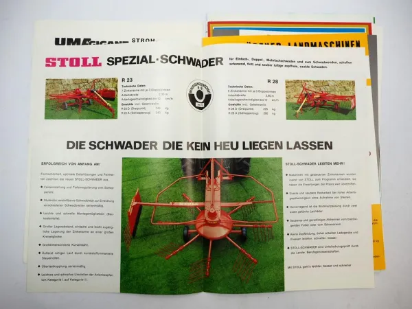 16x Original Prospekt Landtechnik 1970/80er Jahre Strautmann PZ Zweegers Stoll
