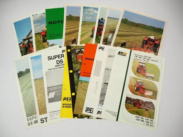 16x Original Prospekt PZ Zweegers Landtechnik Mäher Heuer Zetter 1970er Jahre