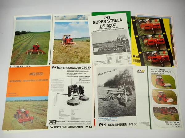 16x Original Prospekt PZ Zweegers Landtechnik Mäher Heuer Zetter 1970er Jahre