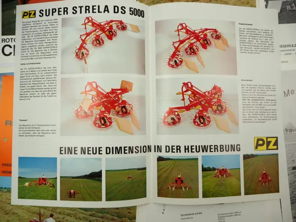 16x Original Prospekt PZ Zweegers Landtechnik Mäher Heuer Zetter 1970er Jahre