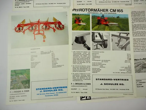 16x Original Prospekt PZ Zweegers Landtechnik Mäher Heuer Zetter 1970er Jahre