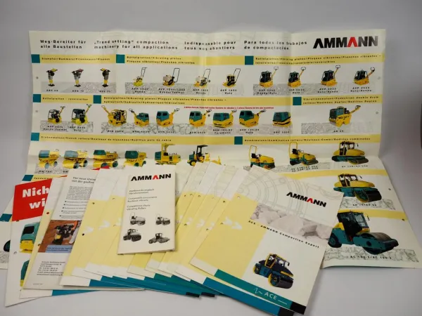 17 Prospekte Ammann Rüttelplatten Verdichter Walzen 1999/2001 + Poster