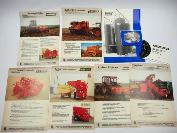 17x Original Prospekt in Mappe Unsinn Record Ackerwagen Kipper Roder 1970/80er J.