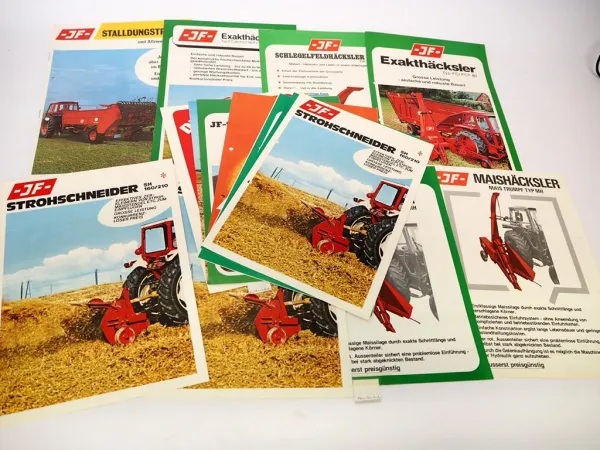 17x Original Prospekt JF Landtechnik Eggen Kreiselwender Häcksler 1980er Jahre