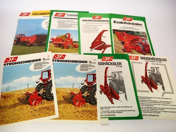 17x Original Prospekt JF Landtechnik Eggen Kreiselwender Häcksler 1980er Jahre