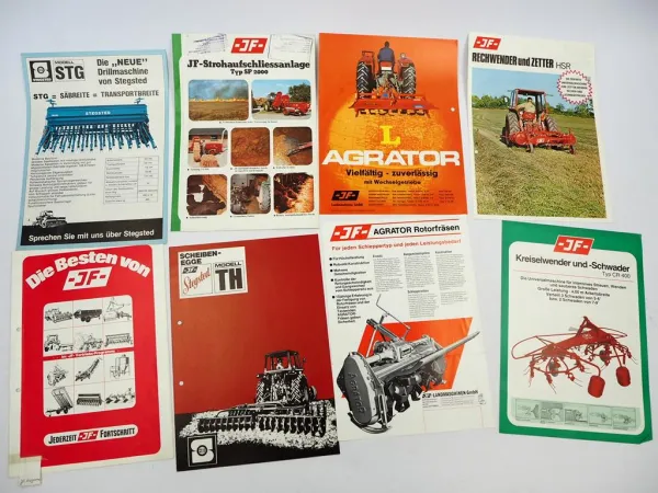 17x Original Prospekt JF Stegsted Landtechnik Mähwerke Häcksler 1970/80er Jahre