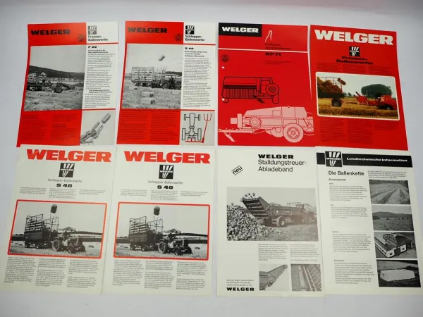 17x Original Prospekt Welger Landtechnik Pressen Mähwerke 1970/80er Jahre