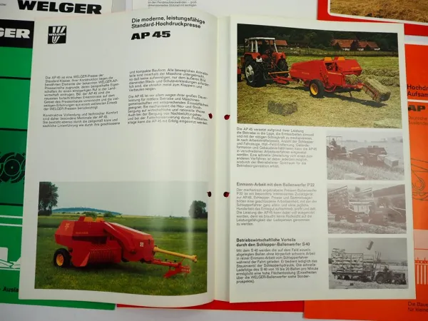17x Original Prospekt Welger Landtechnik Pressen Mähwerke 1970/80er Jahre