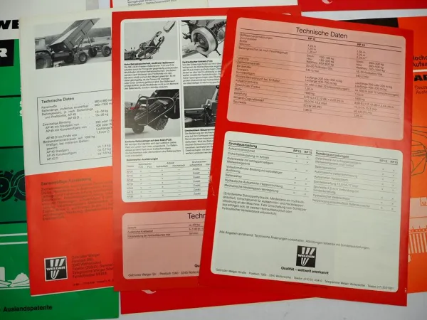 17x Original Prospekt Welger Landtechnik Pressen Mähwerke 1970/80er Jahre