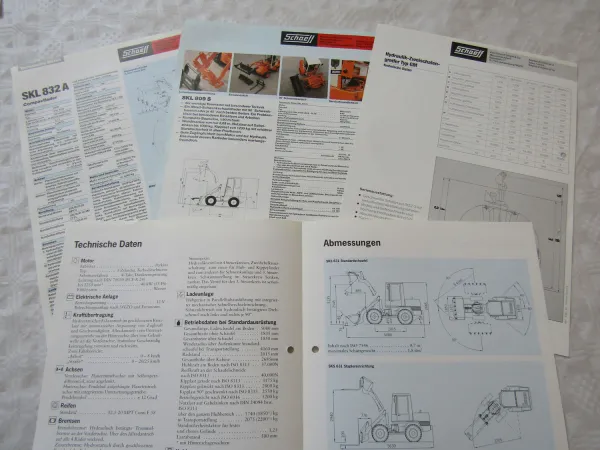 18 Prospekte Schaeff SKL SKS Radlader und Greifer um 1995