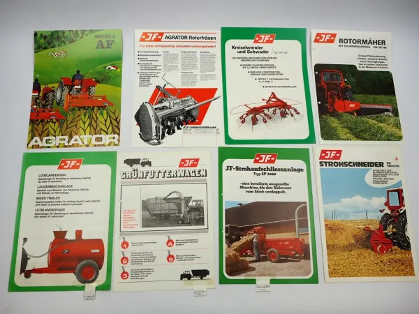18x Original Prospekt JF Stegsted Landtechnik Häcksler Schwader 1970/80er Jahre