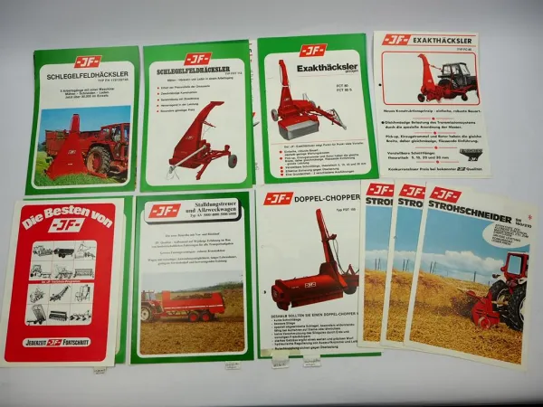 18x Original Prospekt JF Stegsted Landtechnik Häcksler Schwader 1970/80er Jahre