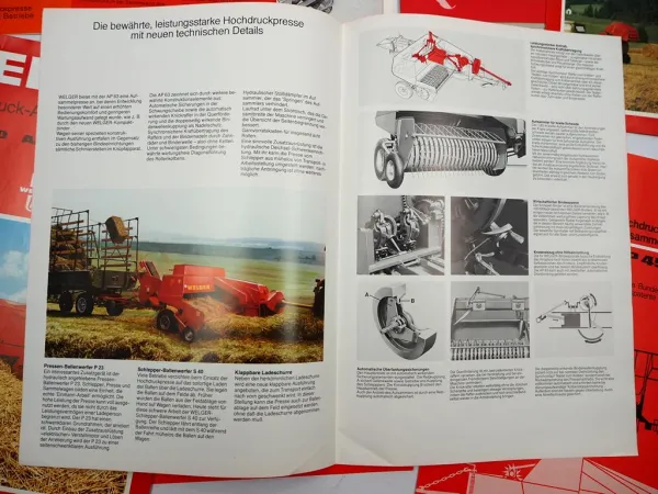 18x Original Prospekt Welger Landtechnik Pressen Kipper Mähwerke 1970/80er Jahre